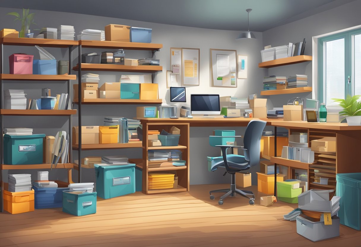 A home office full of boxes