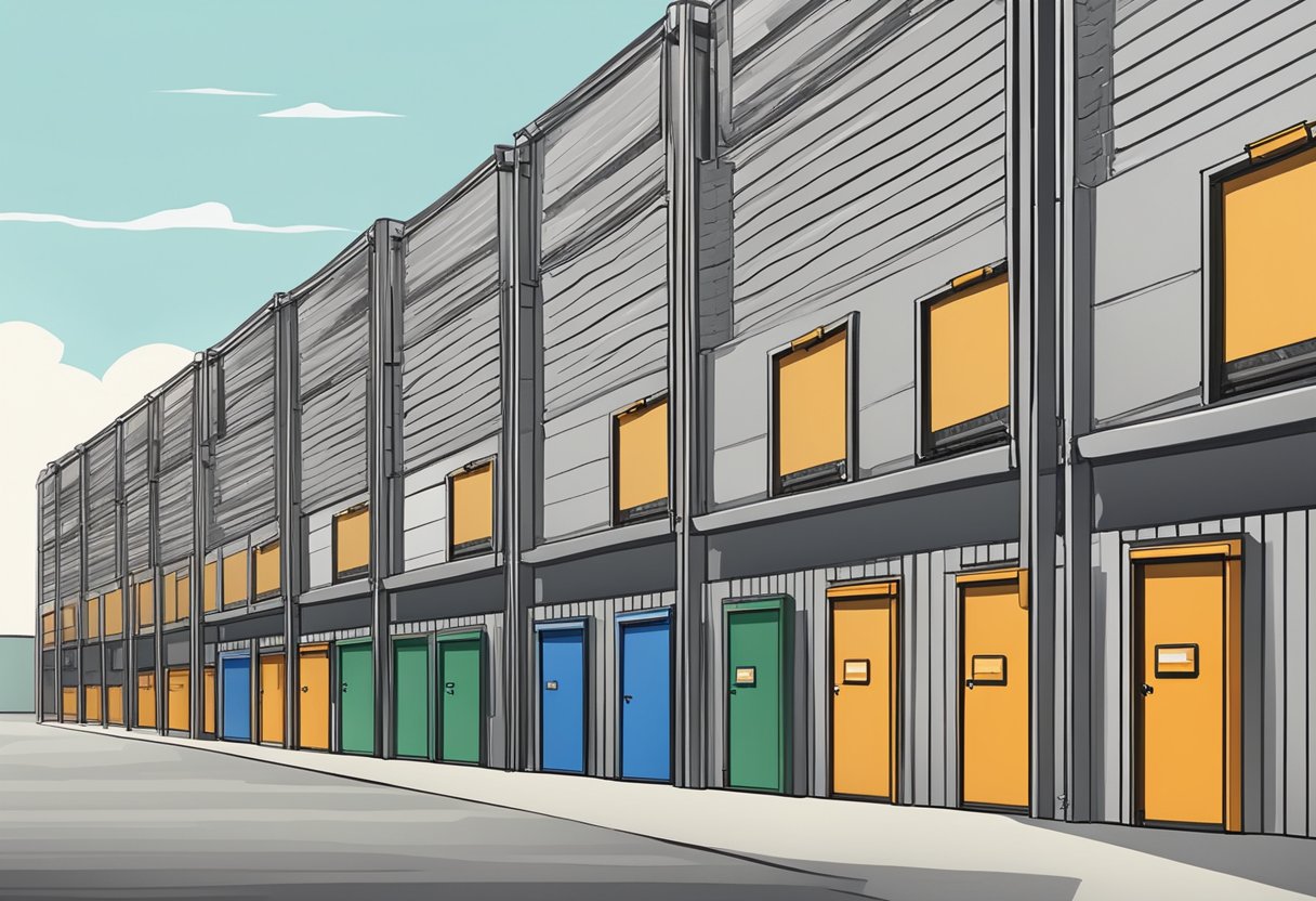A building with storage garages